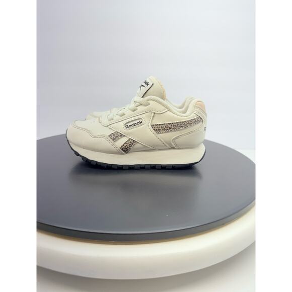 Reebok Harman Run Double Baby Size 8K Shoes Ivory Cream Kids Leopard Cheetah - Picture 1 of 11